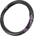 BDK Design Comfort Grip Steering Wheel Cover for Car SUV Van and Truck, 15 inch Standard Size, Pink Butterflies