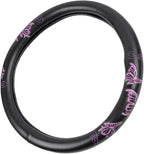 BDK Design Comfort Grip Steering Wheel Cover for Car SUV Van and Truck, 15 inch Standard Size, Pink Butterflies