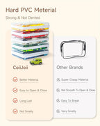 CoiiJoii 6PCS Clear Hard Shell Zipper Case,Portable Cosmetic Bag with Zipper,Kid's Toy Storage Organizer Bins,Hard Plastic Ca