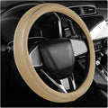 Yourkar Leather Steering Wheel Cover, Breathable Anti-Slip Car Steering Wheel Protector for Max Diameter 15 Inch, Universal A