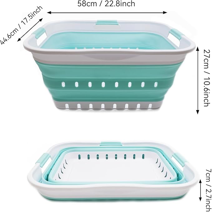 SAMMART 42L (11 gallon) Collapsible Plastic Laundry Basket - Foldable Pop Up Storage Container/Organizer - Space Saving Hampe
