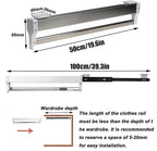 Pull-Out Clothes Rail,Extendable Clothes Rail with Sliding Track,Pull Out Closet Rod Adjustable Wardrobe Rail Clothes Rack,Wa