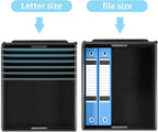 Huolewa File Organizer Box with Lid, Collapsible File Folder Organizer for Office Document Storage, Filing Box with Plastic S