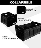 Long Pond Car Trunk Organizer, Storage for SUVs or Sedans, Foldable Cargo Containers with 9 Pockets and Reinforced Handles,