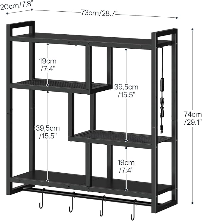 HOOBRO Gaming Floating Shelves with LED Lights, 28.7" LED Wall Mounted Shelf, 4-Tier Floating Wall Shelf for Storage, Display
