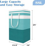BlissTotes 3-Pack Laundry Basket, Freestanding＆Waterproof Laundry Hamper, Collapsible Tall Clothes Hamper with Easy Carry Han