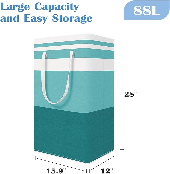 BlissTotes 3-Pack Laundry Basket, Freestanding＆Waterproof Laundry Hamper, Collapsible Tall Clothes Hamper with Easy Carry Han