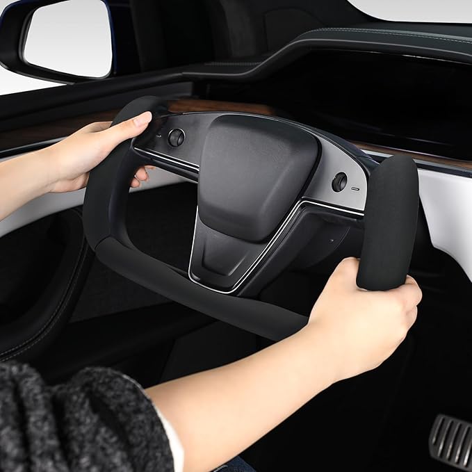 Steering Wheel Cover for Tesla Yoke Steering Wheel, Car Steering Wheel Cover for Tesla Model S 2021-Present/Model X 2021-Present Steering Wheel Accessories Black
