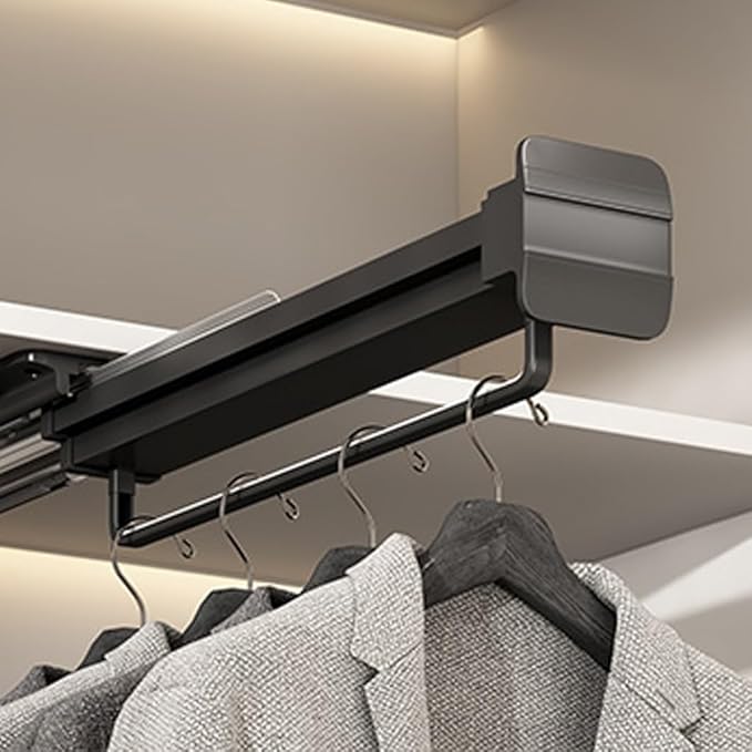 Pull-out Clothes Rail, Extendable Clothes Hanger, Closet Clothes Rod, Aluminum Alloy Valet Rod, Damping Slide Rail, Bearing W