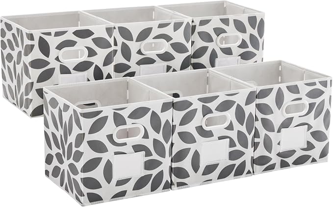 MAX Houser Fabric Storage Bins Cubes Baskets Containers with Dual Plastic Handles for Home Closet Bedroom Drawers Organizers,