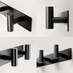 GWAAZXGZ Black Wall Mounted Coat Rack – 5 T-Shaped Pegs for Hats, Bags & Towels, Heavy-Duty Metal Rail for Entryway, Bathroom