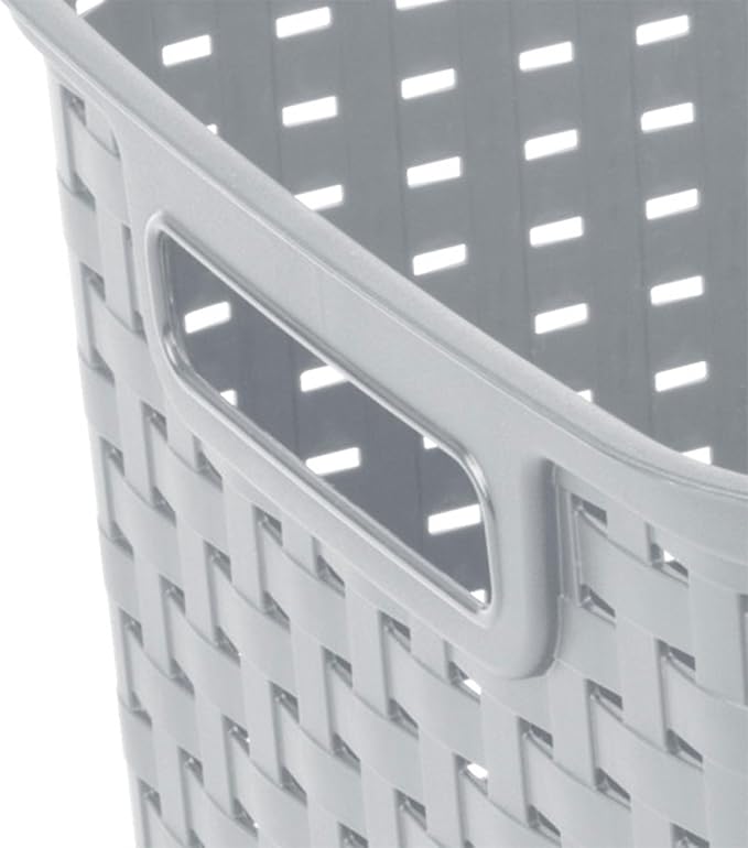 Sterilite 6-Pack Tall Weave Basket, Woven Plastic Storage Baskets for Organization, Cement Gray - Organizing Bin Containers w