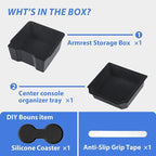 2026 Center Console Organizer for Tesla Model Y Juniper Accessories & Model 3 Highland 2026-2024 Flocked Storage Organizer Set Center Console Box, Armrest Box and DIY Cup Mat
