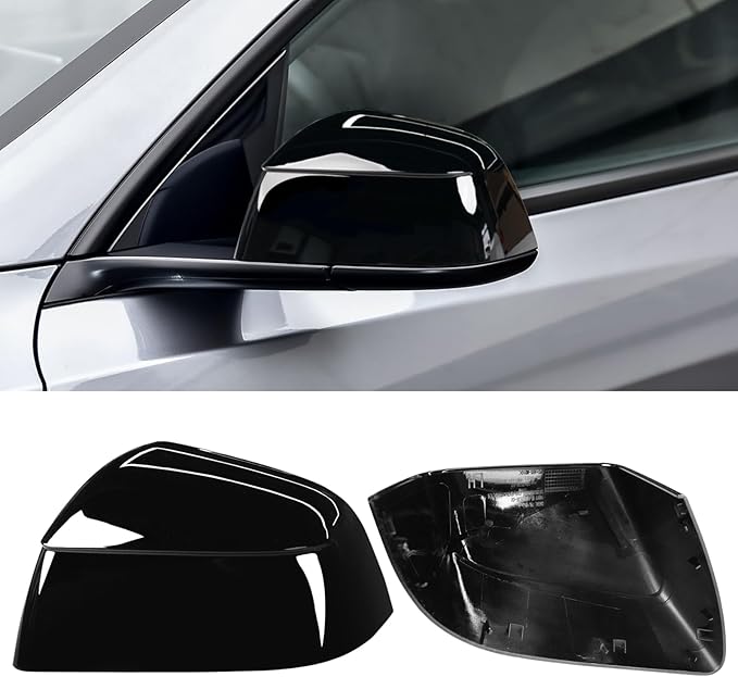 Jaronx Compatible with Tesla Model Y Juniper Mirror Cover Replacement 2025 2026, Left Driver Side Clip-on Rear View Mirror Cover Cap for Tesla Model Y Juniper Accessories 1963538-D4-B (Solid Black)