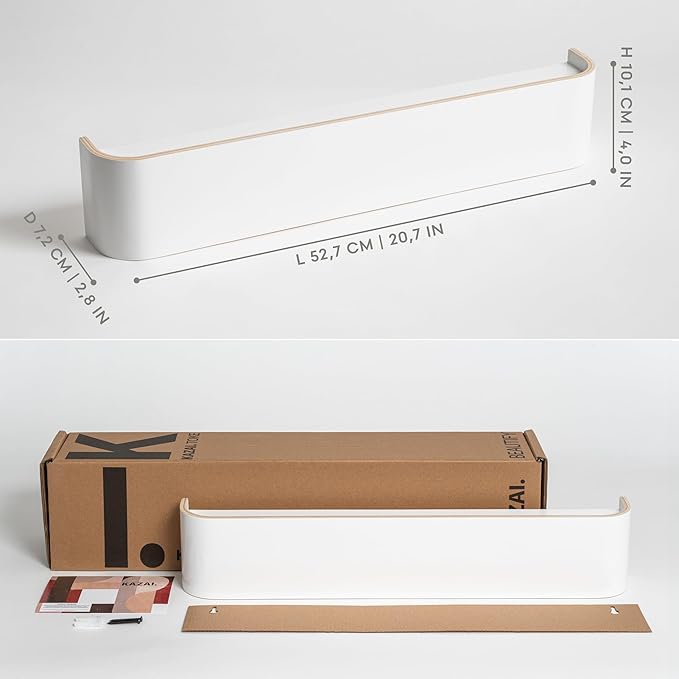 Kazai. Wall-Mounted Coat Rack 'Toke' - Modern Design Coat Rack with Hidden Wall Hooks - Solid Wood Veneer Panel Coat Hanger -