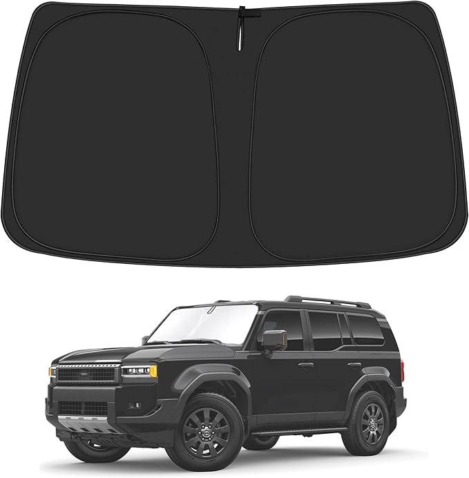 Windshield Sun Shade for 2024 2025 2026 Toyo'ta Land Cruiser Accessories, Foldable Window Sunshade Sun Visor Protector, Front Windshield Sunshade Sun Shield Blocks UV Rays Heat
