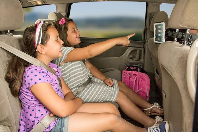ARKON Mounts Center Extension Car Headrest Slim-Grip Tablet Mount | Headrest Car Mount | Designed for Passenger Entertainent | Compatible with iPad, Samsung, Kindle, and More | TAB3-RSHM