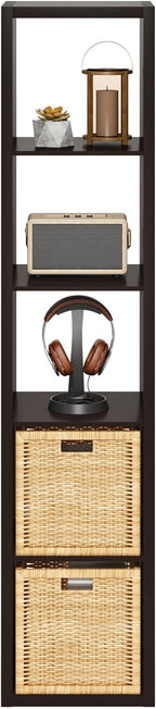 Furinno Cubicle Book Shelf, 5-Cube Bookshelf, Extra Thick Horizontally & Vertically Reversible Bookcase with Open Back, 14.6"