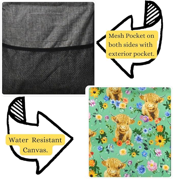 NGIL Extra Large Utility Tote Reusable Grocery Bag Oversized Collapsible for Groceries, Storage, Picnic, Beach (Spring Cow)