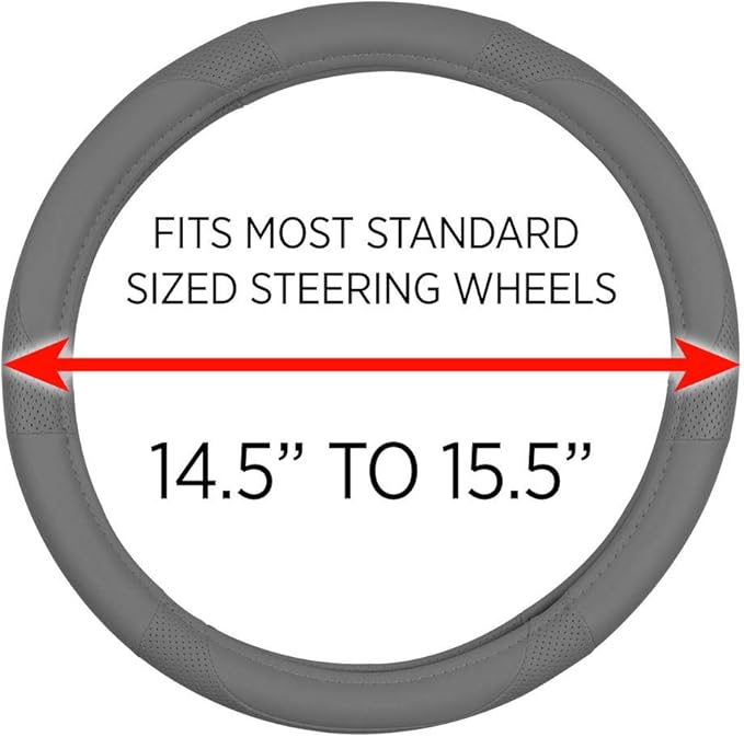 Motor Trend Perforated Microfiber Leather Steering Wheel Cover for Cars Trucks SUVs Vans, Sporty Racing Improved Grip Anti-Fa