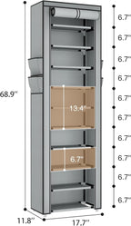 ROJASOP Shoe Rack with Covers 10 Tier Large Shoe Organizer Tall Shoe Closet Storage for 20-22 Pairs Shoe and Boot, Free Stand