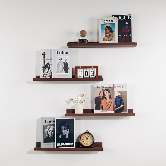 NEXHOME PRO Floating Shelves for Wall Set of 4,24 Inches Picture Ledge Shelf, Kids Bookshelf Wall Mounted for Living Room Bed