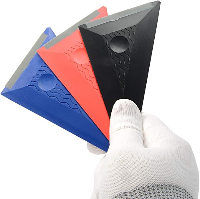 NEWISHTOOL 3 PCS Window Tint Triangle Squeegee with Silicone Edge, Different Hardness Corner Squeegee for Car Vinyl Wrap PPF Installation, Multi Edge Contour Scraper Tint Tools