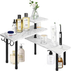 Homode Bathroom Counter Corner Shelf, 3 Tier Kitchen Countertop Organizer for Over The Sink, Make Up, Dresser Table, White Ma