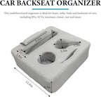 Car Back Seat Organizer, Leather Automotive Rear Seat Couch Cup Holder Expander Tray, Vehicle Cup Holder Tray Holds Snacks Remotes Phones for Truck RV Boat Couch Pillow Bed (Gray)