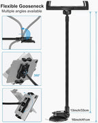 woleyi Tablet Holder for Car Dashboard Windshield [Gooseneck Long Arm] Suction Cup iPad Holder for Car, Car Tablet Mount Compatible with iPad Pro Air Mini, Galaxy Tab, Z Fold, iPhone, 4.7-11" Devices