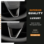 JSWAN Carbon Fiber Steering Wheel Panel Cover Fit for Tesla Refreshed Model 3 Highland Performance (2024+) Model Y Juniper (2025+) Steering Wheel Frame Trim Cover Accessories (Matte Twill Weave)