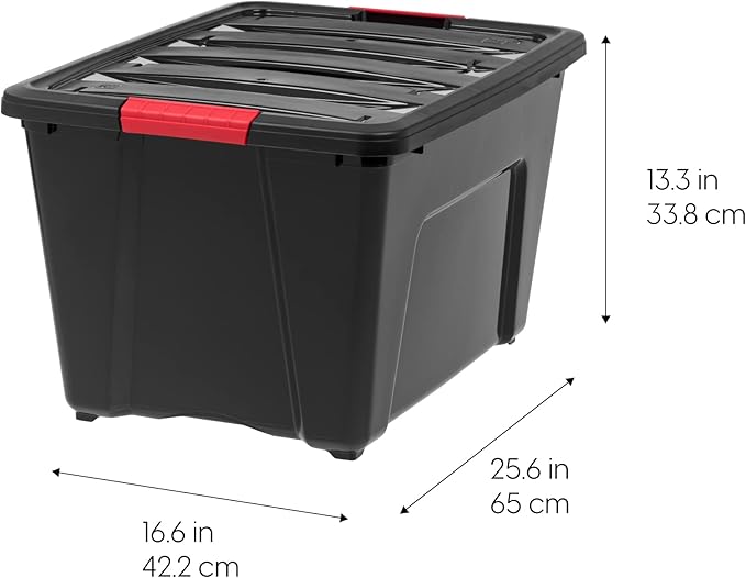 IRIS USA 72 QT Plastic Storage Box with Lid and Latches - 4 Pack - BPA-Free, Garage Organizing Solution, Durable Nestable Sta