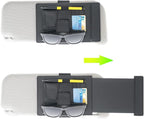 Universal Car Sun Visor Organizer and Extender - Anti-Glare Sunshade with Multi-Pocket Storage for Sunglasses, Cards, and More - Improve Driver Safety and Convenience, 1 Piece (Black)