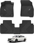 3W Floor Mats Fit for Honda Accord 2023 2024 2025 2026(Include Hybrid Model) All Weather Heavy Duty Custom Fit TPE Car Floor Liners for Accord Front & Rear Rows, Black