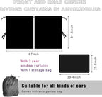 3PCS Car Window Shades, Auto Privacy Divider Curtain with 2 Rear Side Window Shade, Removable Vehicle Sunshade Blocker for Light, Heat, UV Rays, Universal Car Accessories