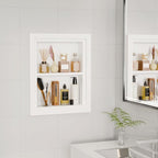Solid Wood 14 X 18 Recessed Medicine Cabinet,2-Tier, Medicine Cabinet Organizer,Wall Niche, Bathroom Wall Cabinet, recessed b