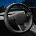 LKWLIKEI Nappa Leather Ultra-Thin Steering Wheel Cover, for Tesla Model 3/Y Steering Wheel Cover, Non-Slip Design and Interio