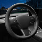 LKWLIKEI Nappa Leather Ultra-Thin Steering Wheel Cover, for Tesla Model 3/Y Steering Wheel Cover, Non-Slip Design and Interio