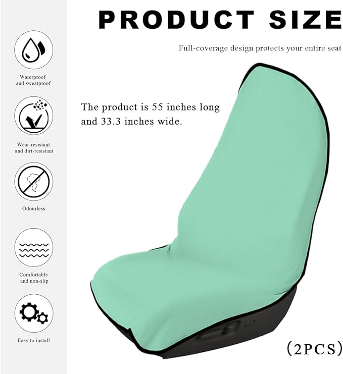 2PCS Car Towel Seat Cover, Waterproof Sweating Non-Slip Premium Soft Towel Carseat Protector, Universal Machine Washable Car 