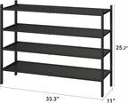 kiplant Black 4-Tier Bamboo Wood Shoe Rack, Stackable for Closet, Entryway & Hallway