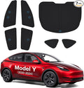Wigoo 2026 Upgrade Tesla Model Y Side Window Sunshade [Ice-Crystal Cool, Suction No-Fall] Sun Block for Baby & Camping & Privacy Napping, 7PCS No Front Windshield for Model Y 2020-2024 Exclude Juniper