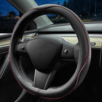 LKWLIKEI Nappa Leather Ultra-Thin Steering Wheel Cover, for Tesla Model 3/Y Steering Wheel Cover, Non-Slip Design and Interio