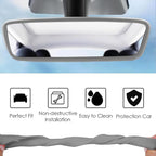 2PCS Protector Trim Frame Compatible with Tesla Model 3 Y 2020-2024 2025 2026 Screen Edge Frame Rearview Mirror Cover Interior Decorations Center Console Decor Highland Juniper Accessories Set (Gray)