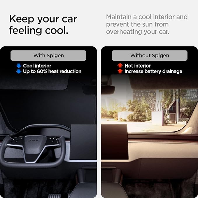 Spigen CryoShade Front Windshield Sunshade for All Tesla Model S 2025/24/23 (2012 to Current)