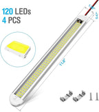 12v LED Interior Light Bar，CT CAPETRONIX 120LEDs 1500LM 8W DC 12 Volt led Strip Lights with ON/Off Switch，for Enclosed Cargo Trailer, Car RV Van Truck Lorry Camper Boat Caravan Motorhome (4Pack)