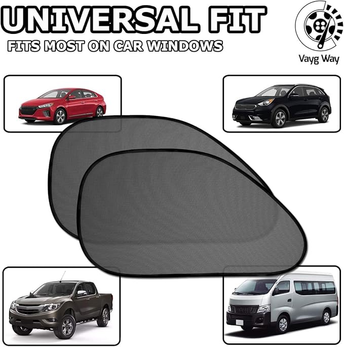 VaygWay Baby Window Sun Shade- Car Accessories Side Sun Visor- Kids Pets Seat 2 Pk- Sun Glare UV Rays Protection- 8 Pk