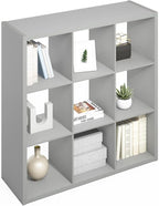 Furinno Simple Cube Storage Organizer, 9-Cube Display Shelf, Open Back Shelving Unit, Storage Shelves, Extra Thick Frame, for
