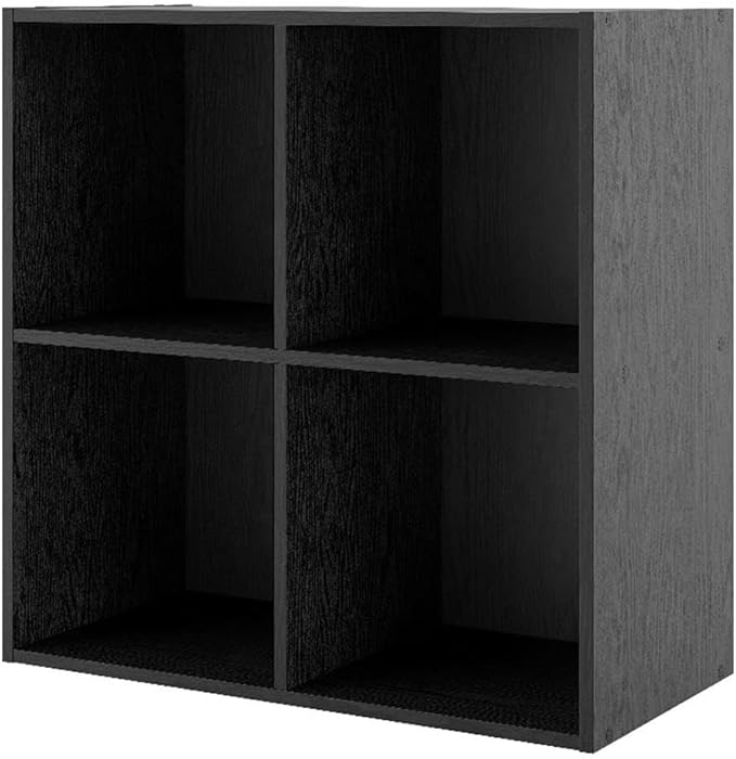 Homes: Inside + Out Apexa 4-Cube Storage Organizer Shelves, Stackable Wood Bookcase Fits Cubby Bins for Organization, Dorm Te