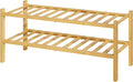 Kitsure Bamboo Wooden Shoe Rack for Closet - Stackable Shoe Organizer with Modular Structure, Space-Saving Shoe Shelf for Ent