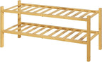 Kitsure Bamboo Wooden Shoe Rack for Closet - Stackable Shoe Organizer with Modular Structure, Space-Saving Shoe Shelf for Ent